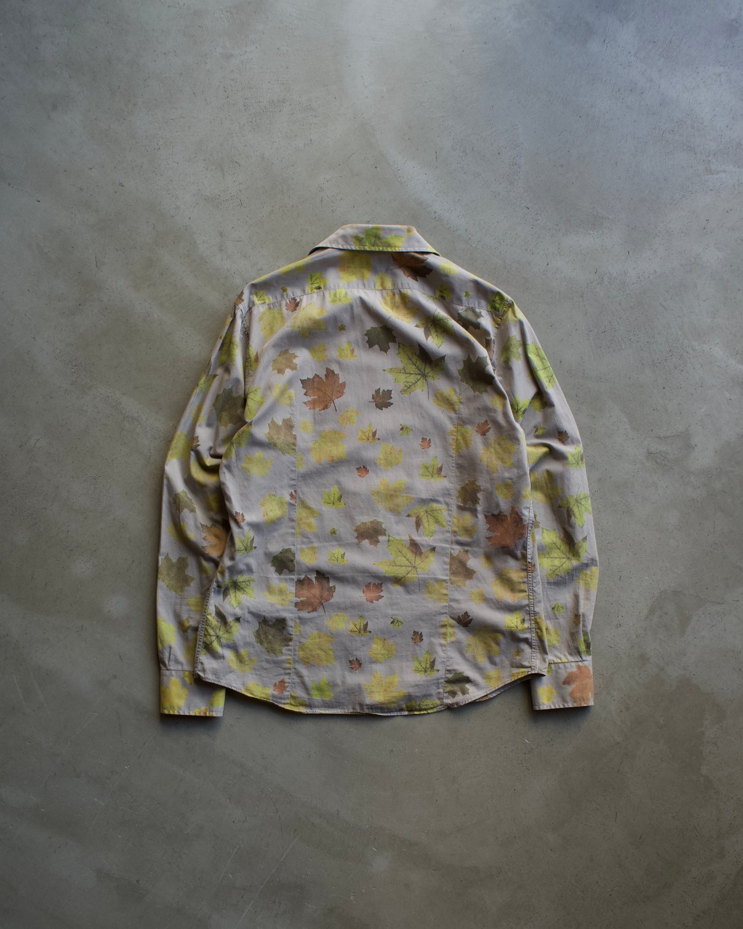 Made in ITALY leaf design long sleeve cotton shirt