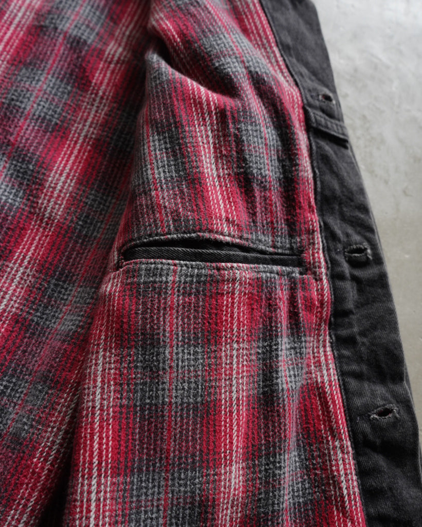 90s Levi's 70699 check lining Black denim jacket made in U.S.A