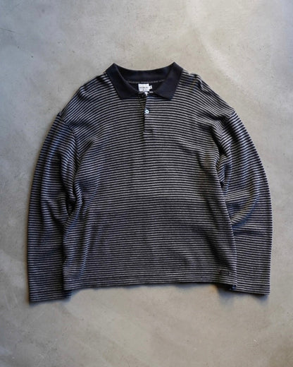 "Calvin Klein"Stripe L/S knit polo shirt