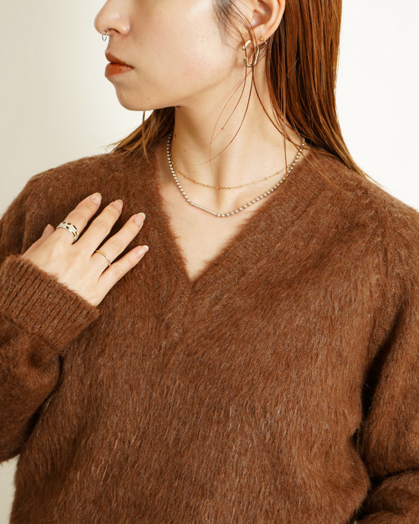 " ladies " 60s alpaca wool v neck knit