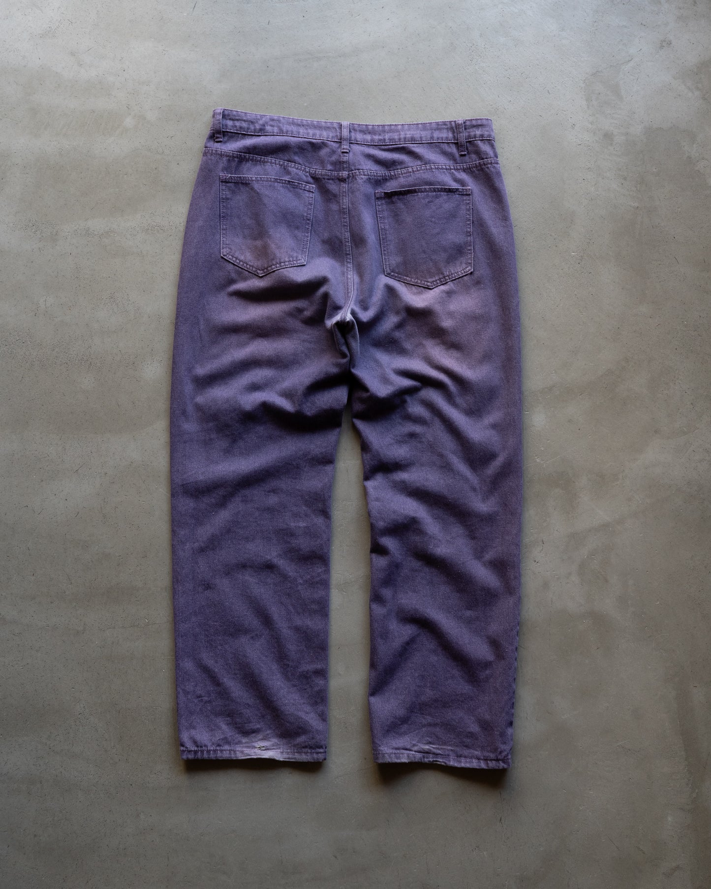Purple processing straight denim pants