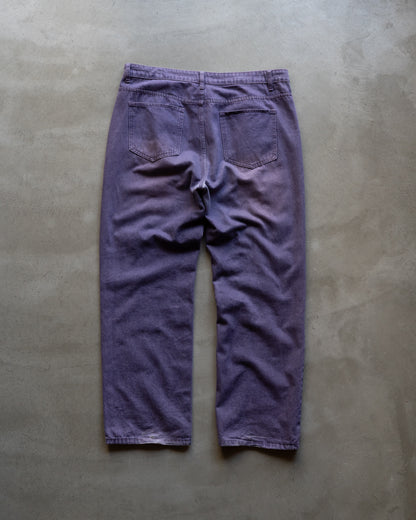 Purple processing straight denim pants