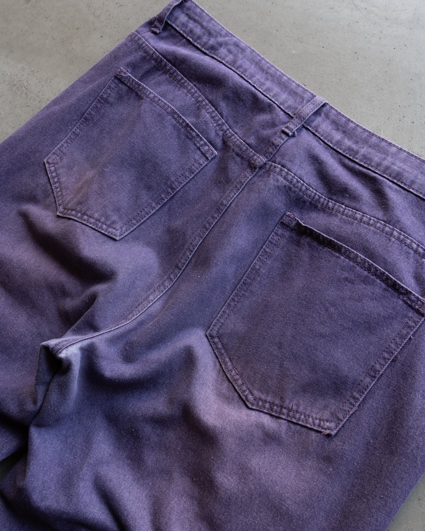 Purple processing straight denim pants