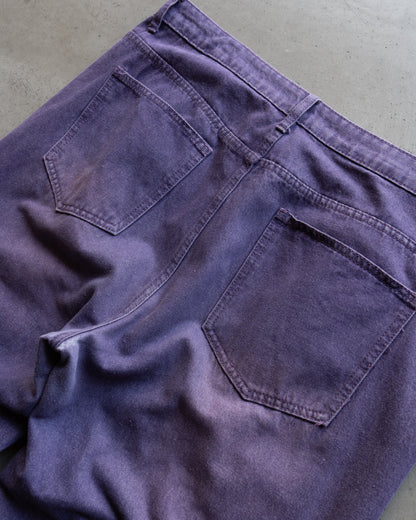 Purple processing straight denim pants