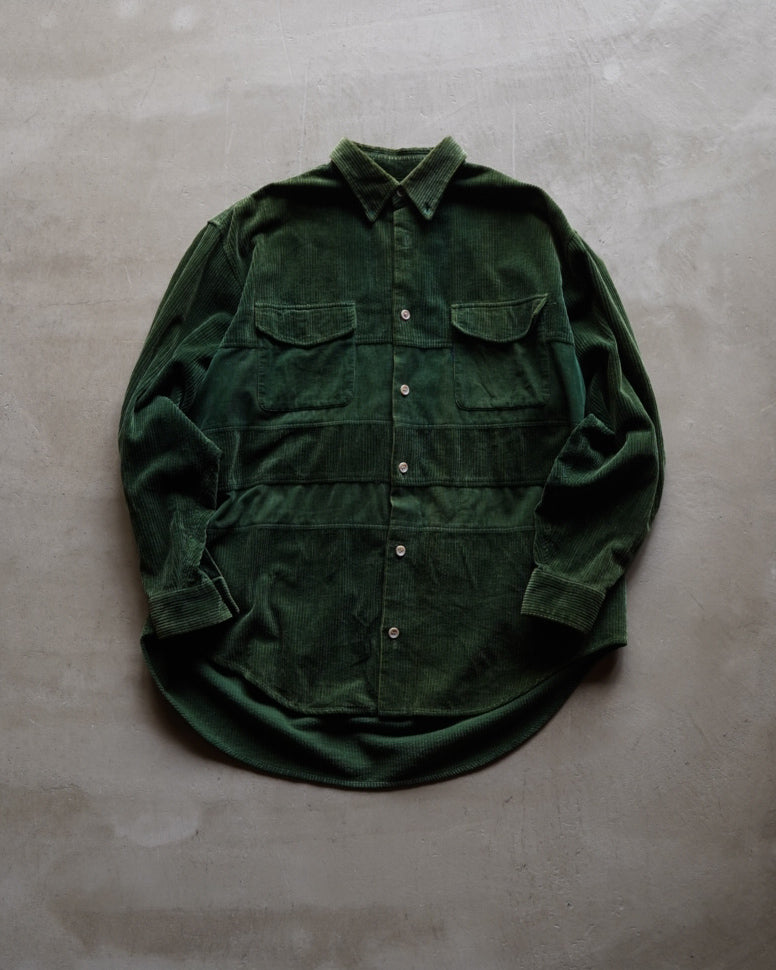 Switching boarder design corduroy shirt