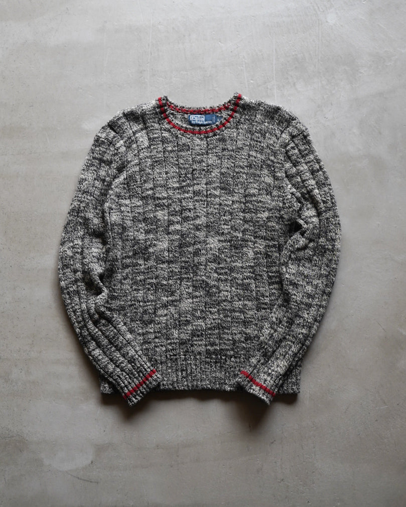 90s-00s Polo Ralph Lauren marble cable knit sweater
