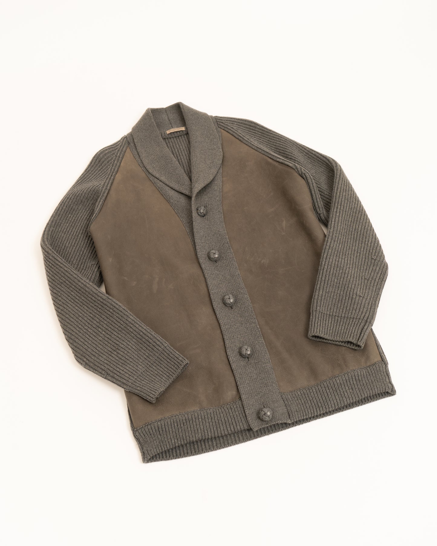 Bottega Veneta Switching wool/leather Cardigan Jacket