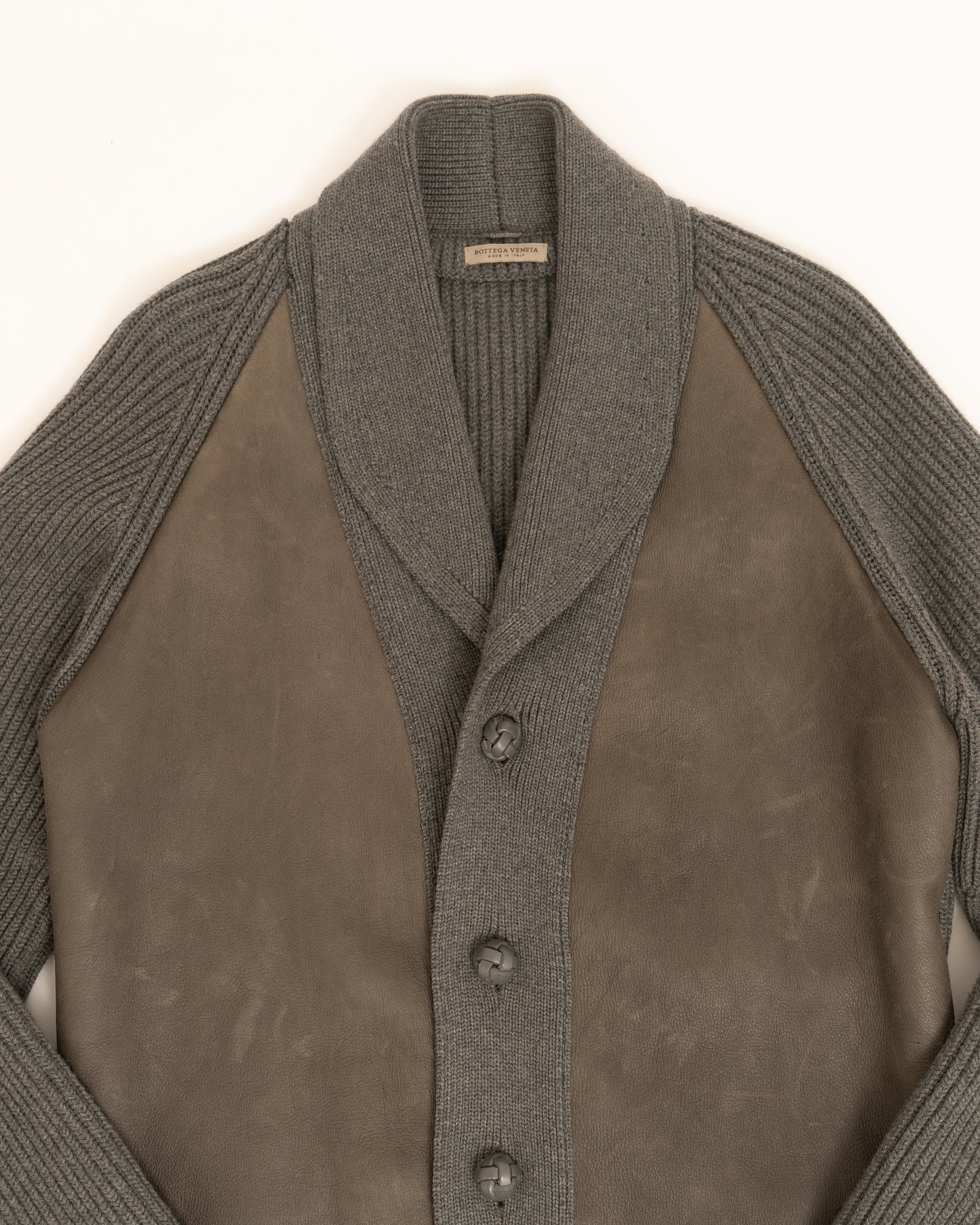 Bottega Veneta Switching wool/leather Cardigan Jacket