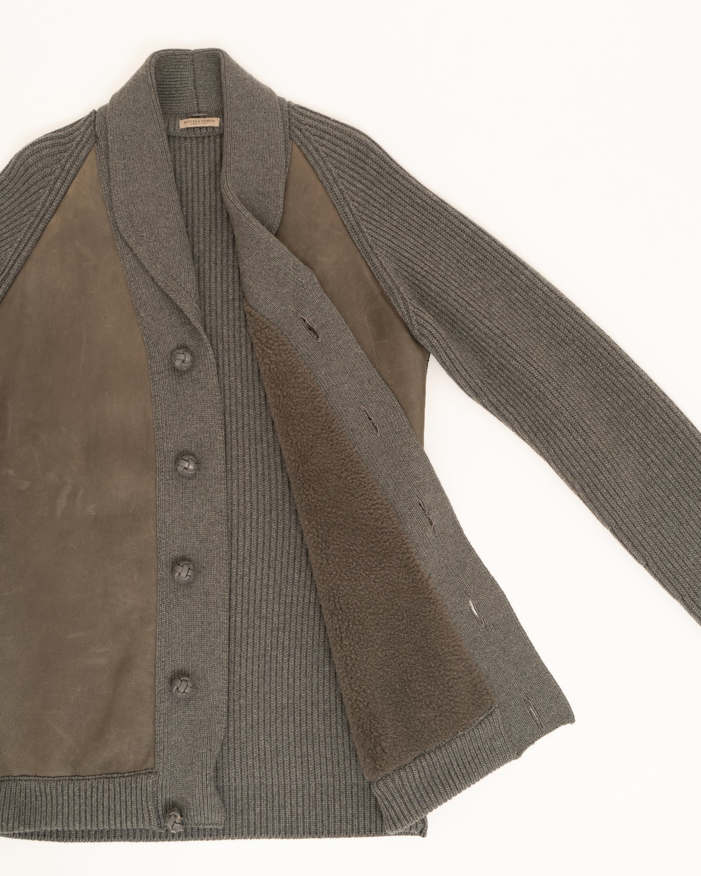 Bottega Veneta Switching wool/leather Cardigan Jacket