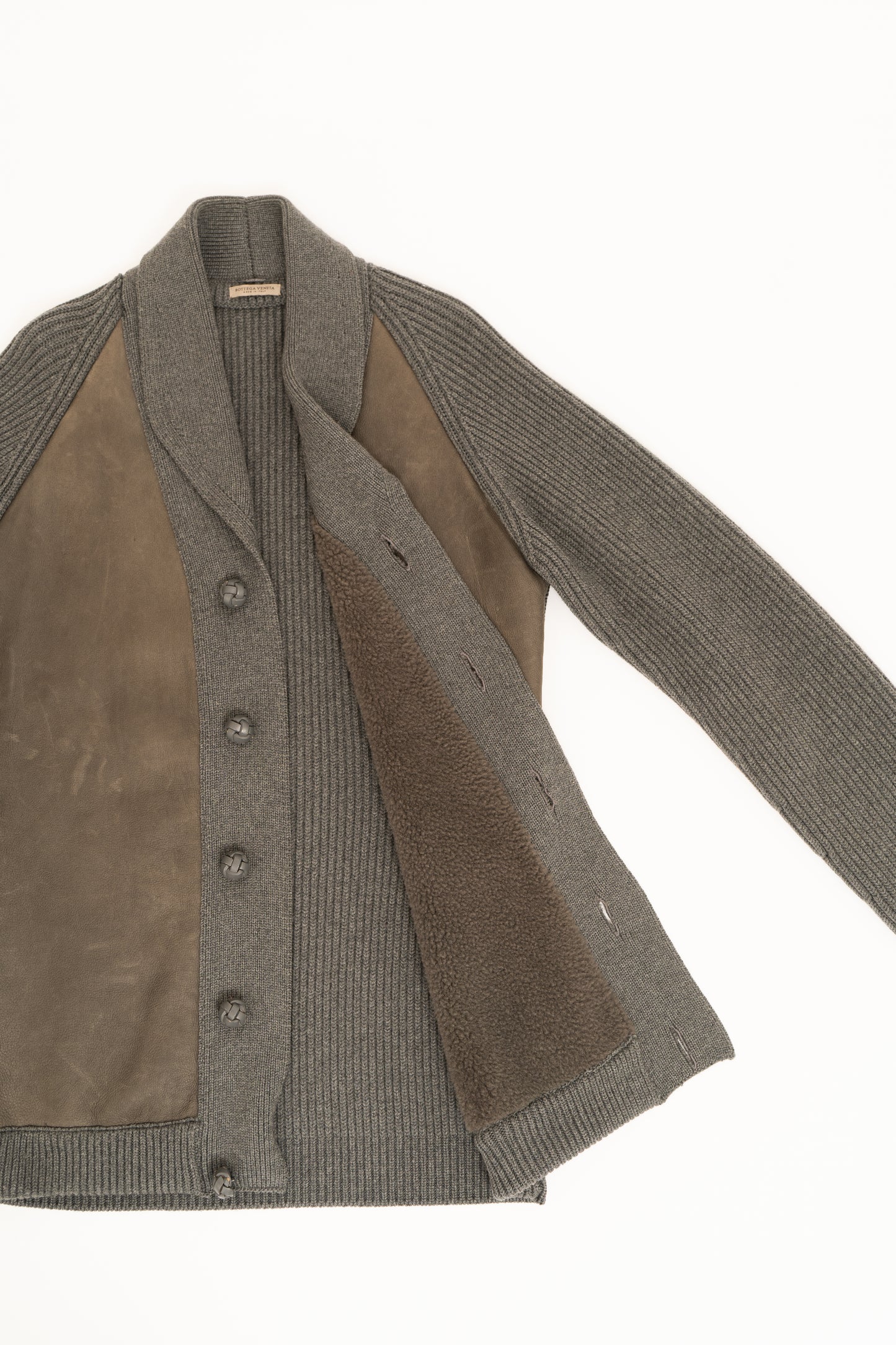 Bottega Veneta Switching wool/leather Cardigan Jacket