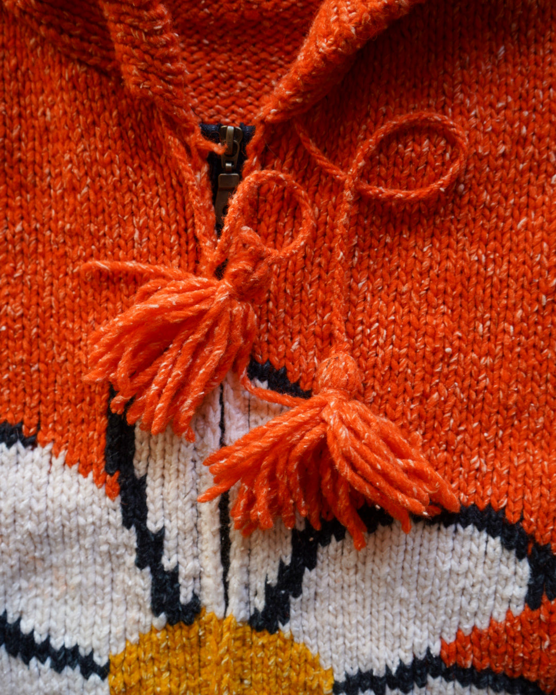 Ecuador flower design knit hoodie Jacket