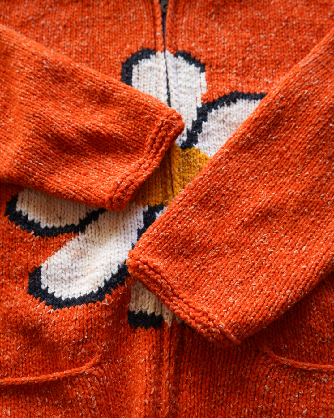 Ecuador flower design knit hoodie Jacket