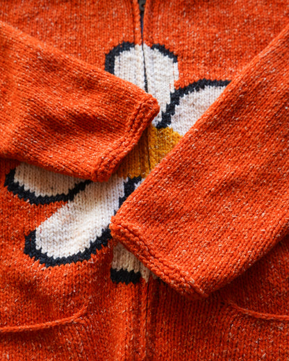 Ecuador flower design knit hoodie Jacket