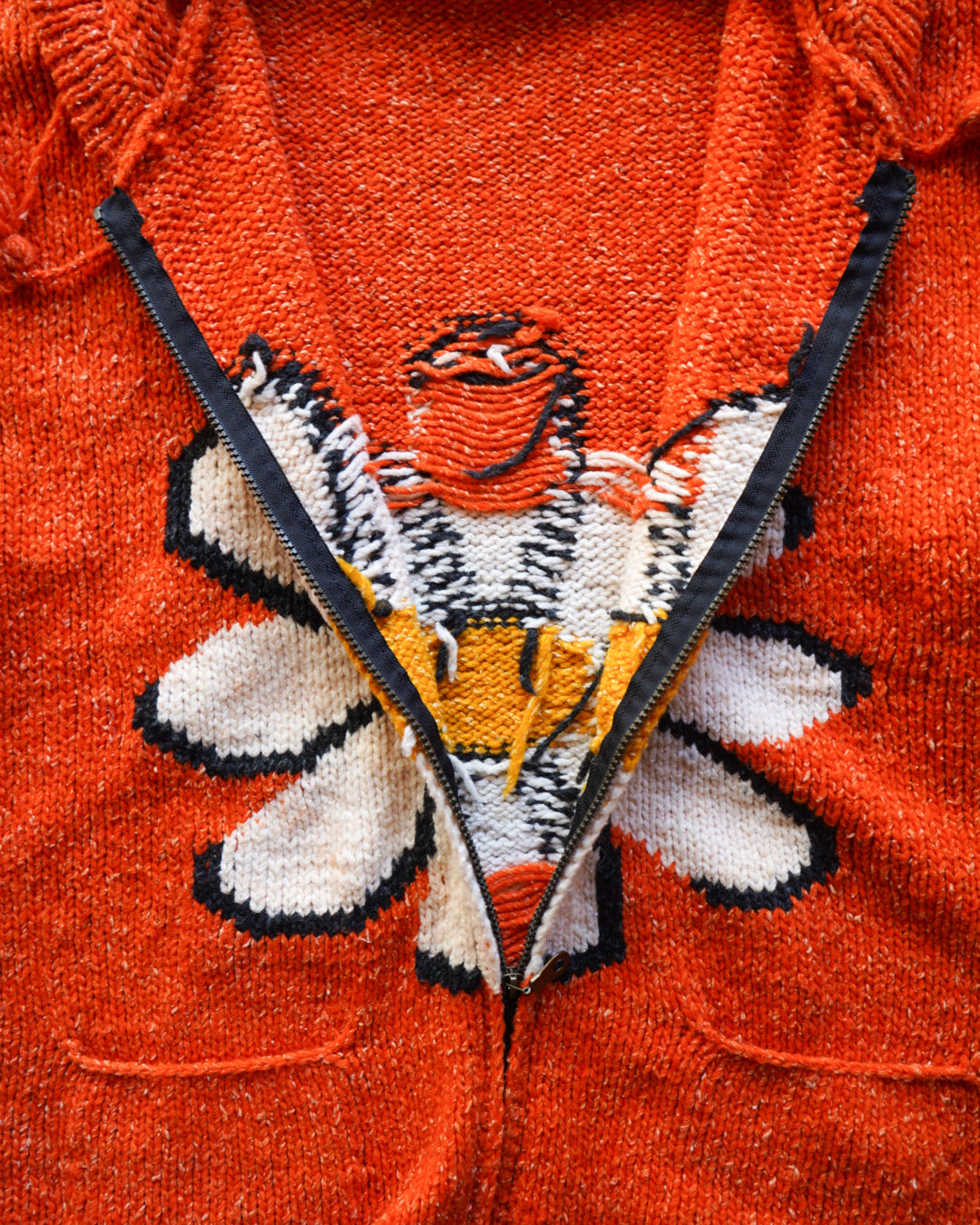 Ecuador flower design knit hoodie Jacket