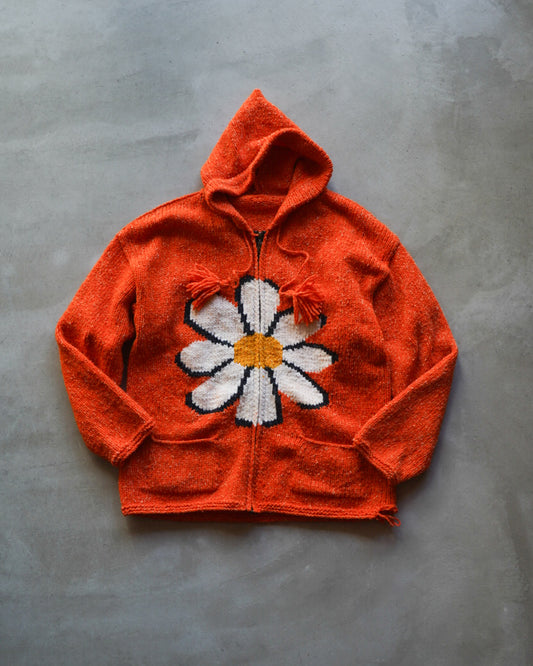 Ecuador flower design knit hoodie Jacket