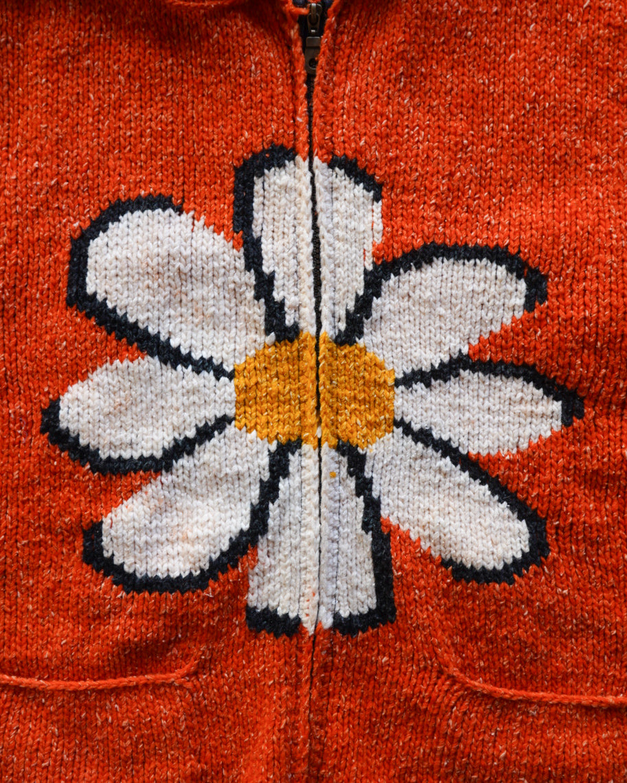 Ecuador flower design knit hoodie Jacket