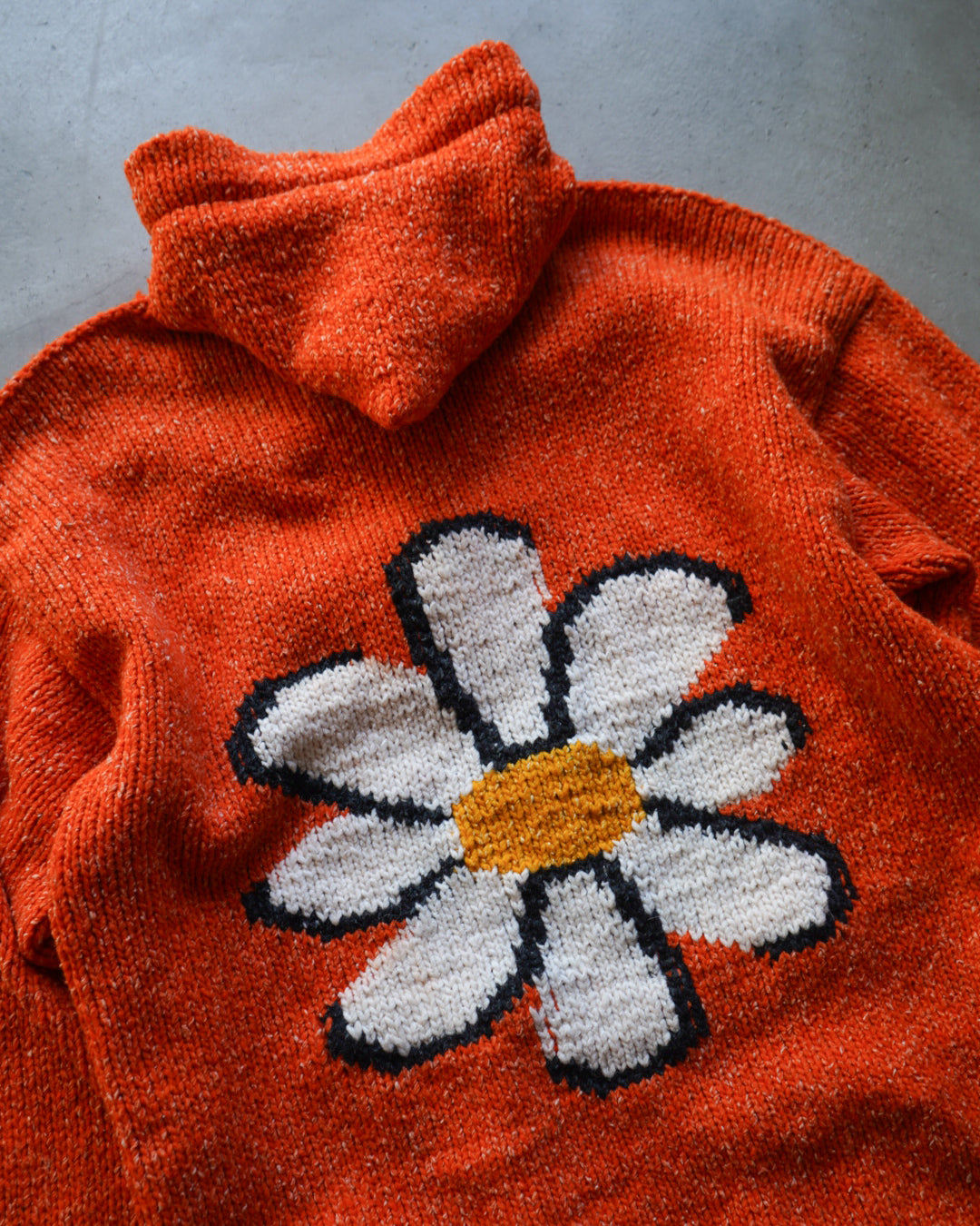 Ecuador flower design knit hoodie Jacket