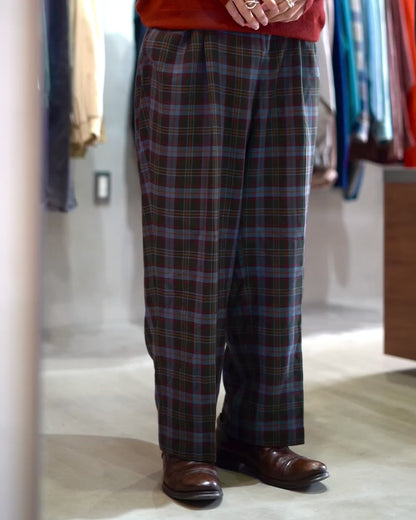 DAKS Plaid Check Pattern Wool Slacks